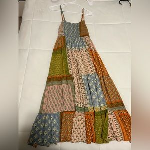 Free people smocked patchwork maxi dress size small